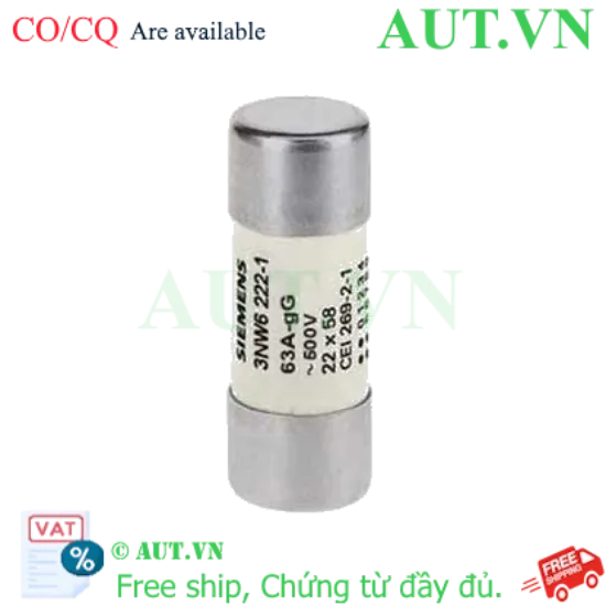 Ảnh của 3NW6222-1 cầu chì ống SIEMENS, 63A, 500VAC, 22x58 mm