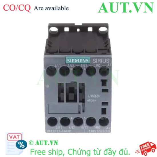 Ảnh của 3RT2017-1AF01 contactor 3 pha SIEMENS, 3 pha, 12A, 110VAC