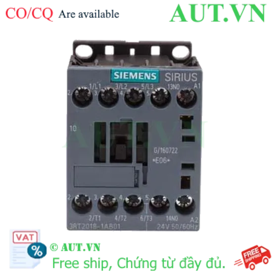 Ảnh của 3RT2018-1AB01 contactor SIEMENS, 3 pha, 3NO, 24VAC