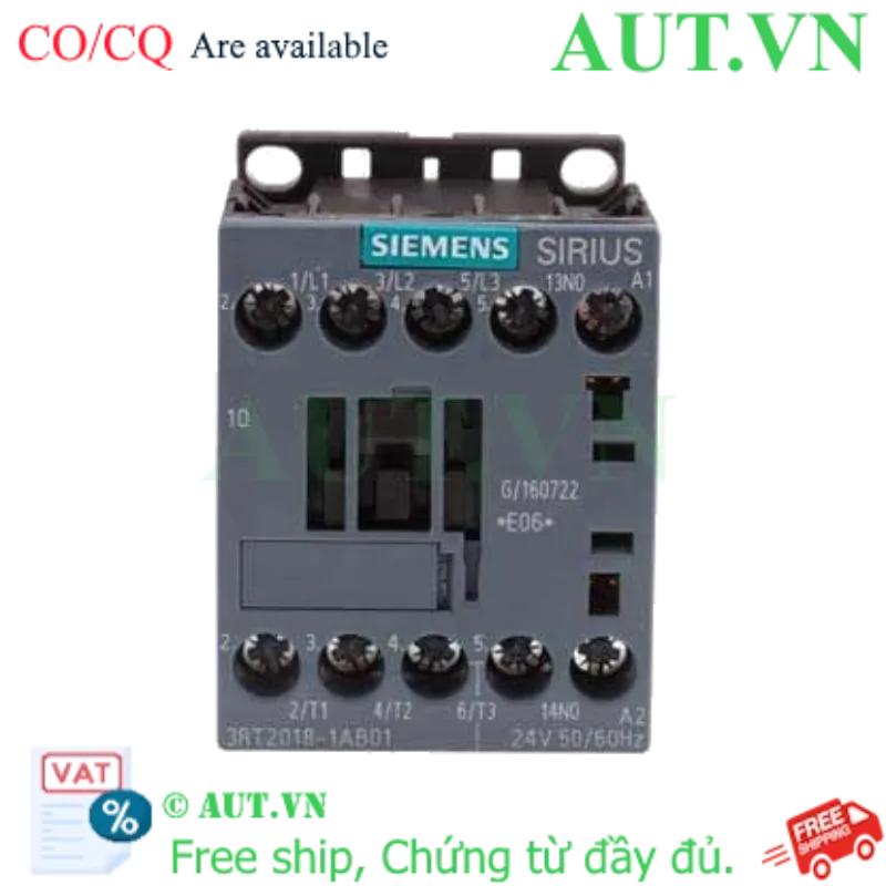Ảnh của 3RT2018-1AB01 contactor SIEMENS, 3 pha, 3NO, 24VAC