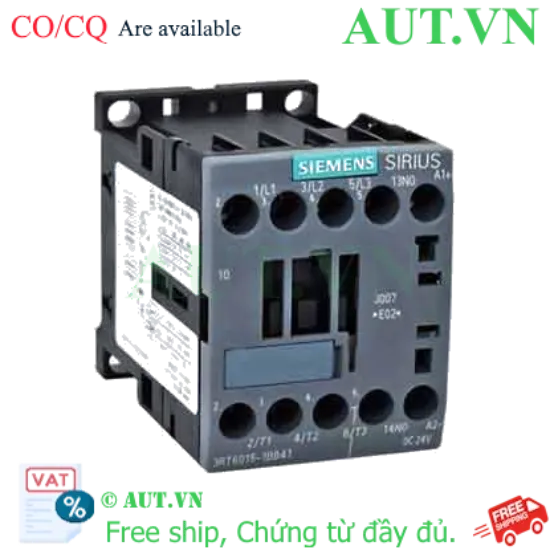Ảnh của 3RT6015-1BB41 - Khởi động từ Siemens 7A, 3P, 3NO, 24VDC