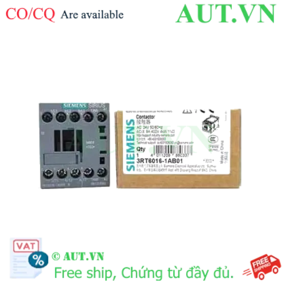 Ảnh của 3RT6016-1AB01 contactor 3 pha SIEMENS, 3 pha, 9A, 3NO