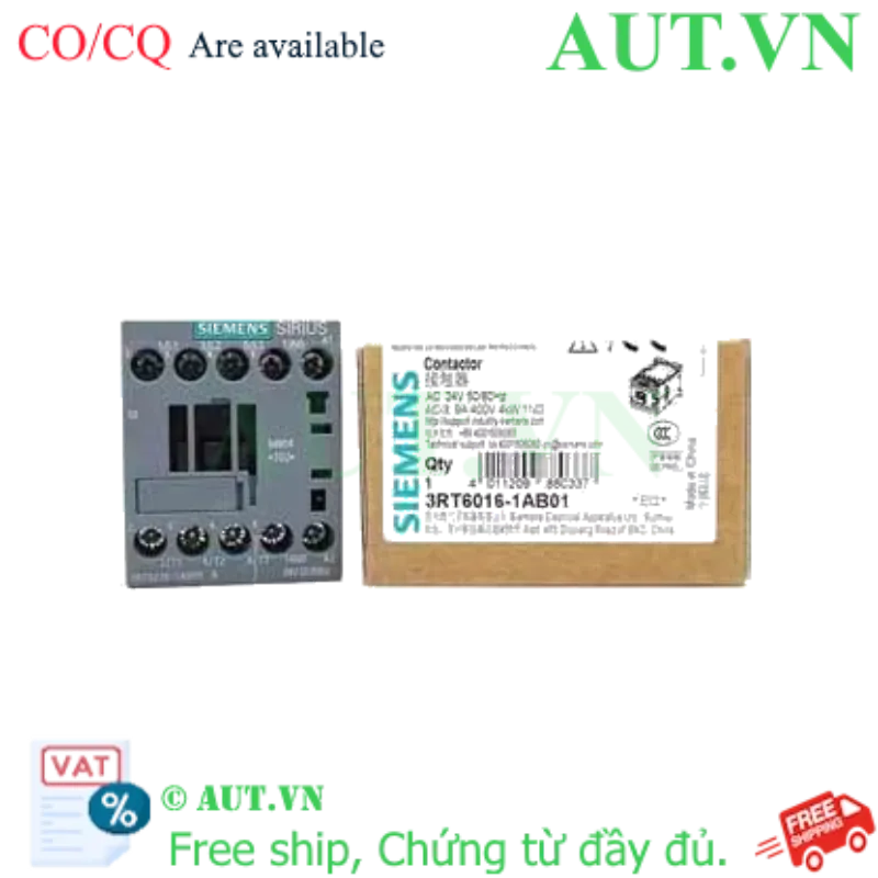Ảnh của 3RT6016-1AB01 contactor 3 pha SIEMENS, 3 pha, 9A, 3NO