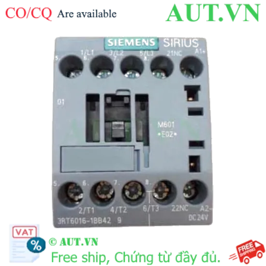 Ảnh của 3RT6016-1BB42 công tắc khởi động từ SIEMENS, 3NO, 9A, 3 pha