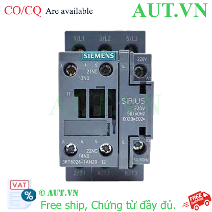 Ảnh của 3RT6024-1AN20 contactor 3 pha SIEMENS, 220VAC, 3NO
