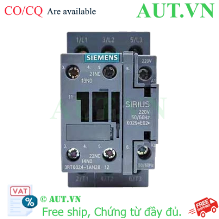Ảnh của 3RT6024-1AN20 contactor 3 pha SIEMENS, 220VAC, 3NO