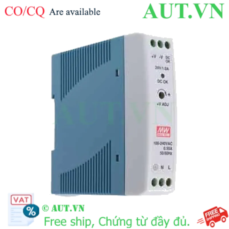 Ảnh của Bộ Nguồn Mean Well MDR-20-24 | 24V 1A 24W | Thiết Kế Siêu Mỏng Lắp Ray DIN | AUT VN
