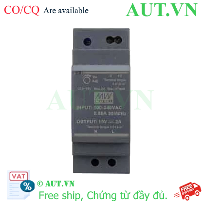 Ảnh của Bộ nguồn 30W siêu mỏng dạng bậc gắn thanh ray MEAN WELL HDR-30-15 