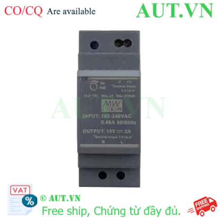 Ảnh của Bộ Nguồn Mean Well HDR-30-15 (15V 2A 30W) - Siêu Mỏng, Lắp DIN Rail, Hiệu Suất Cao | AUT VN