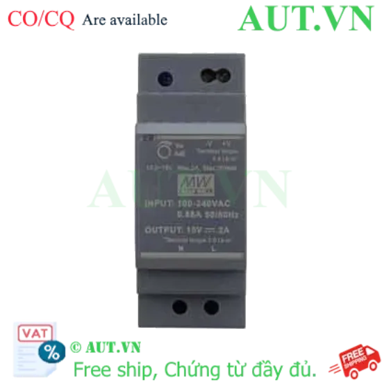 Ảnh của Bộ Nguồn Mean Well HDR-30-15 (15V-2A-30W) Siêu Mỏng, Lắp Ray DIN, Chính Hãng AUT VN
