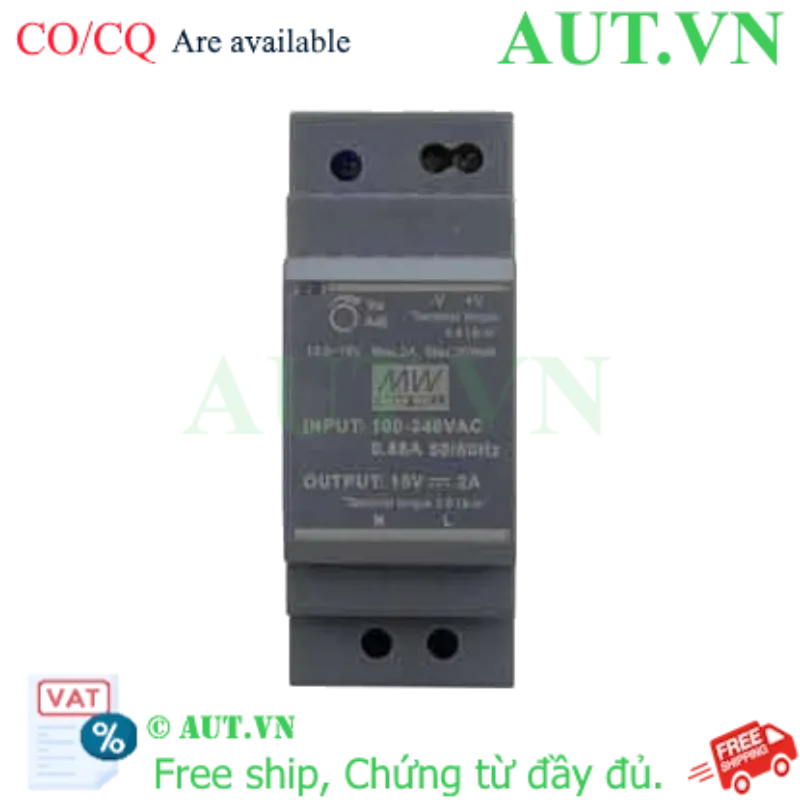 Ảnh của Bộ Nguồn Mean Well HDR-30-15 15V-2A-30W | Siêu Mỏng, Lắp Ray DIN Rail