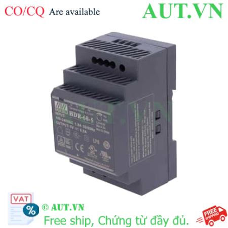 Ảnh của Bộ nguồn MEAN WELL HDR-60-5 (5V-12A-60W) Siêu mỏng, Lắp thanh ray DIN