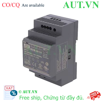 Ảnh của Bộ nguồn 60W siêu mỏng dạng bậc lắp thanh ray MEAN WELL HDR-60-24 