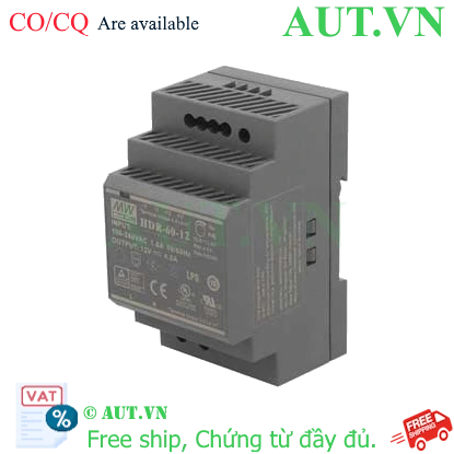 Ảnh của Bộ nguồn 60W siêu mỏng dạng bậc lắp thanh ray MEAN WELL HDR-60-12 
