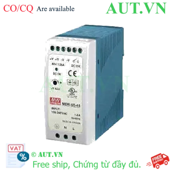 Ảnh của Bộ nguồn Mean Well MDR-60-48 (48V-60W) - Lắp Ray DIN, Tín Hiệu DC OK, Chính Hãng AUT VN