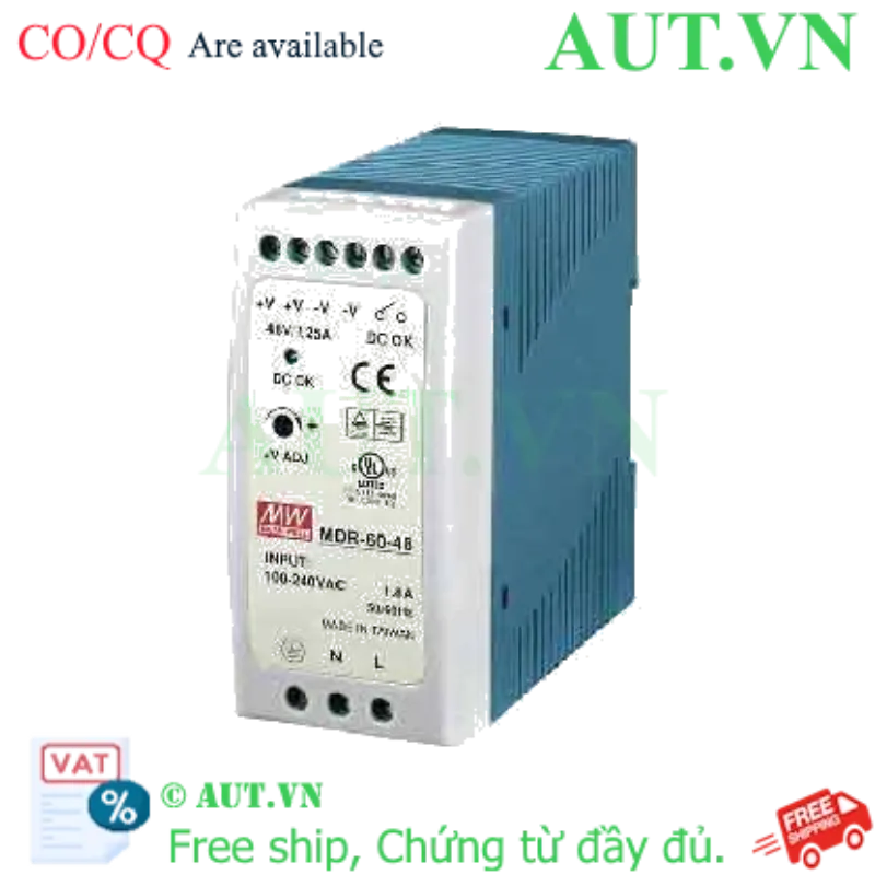 Ảnh của Bộ Nguồn Mean Well MDR-60-48 (48V-60W) - Lắp Ray DIN, Tín Hiệu DC OK, Chính Hãng AUT VN