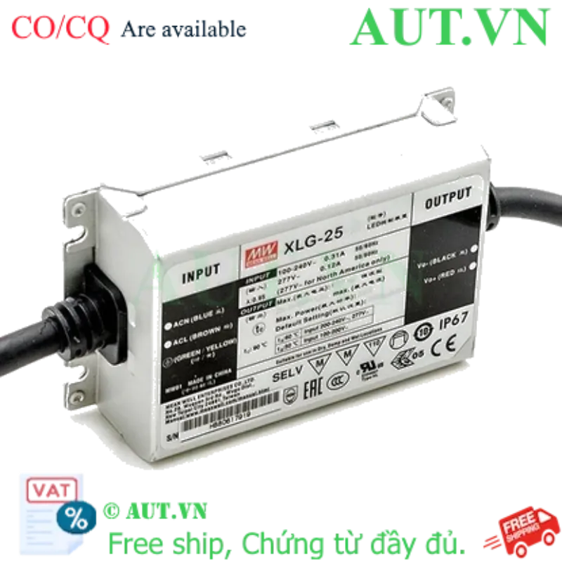 Ảnh của Nguồn LED Mean Well XLG-25-AB 25W - Chống Nước IP67, Điều Chỉnh Dòng, Hiệu Suất 88% | AUT VN