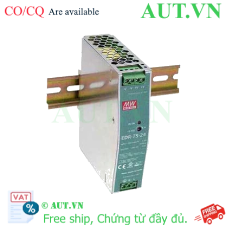 Ảnh của Bộ Nguồn Mean Well EDR-75-24 (24V 3.2A 75W) - Slim, DIN Rail, Chính Hãng AUT VN