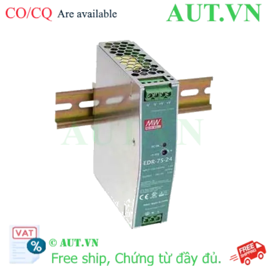 Ảnh của Bộ Nguồn Mean Well EDR-75-24 (24V 3.2A 75W) - Slim Siêu Mỏng, Lắp Thanh Ray DIN, Chính Hãng AUT VN