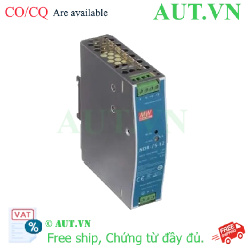 Ảnh của Bộ Nguồn Mean Well NDR-75-12 | 12V 6.3A 75W | Thiết Kế Siêu Mỏng Lắp Thanh Ray DIN