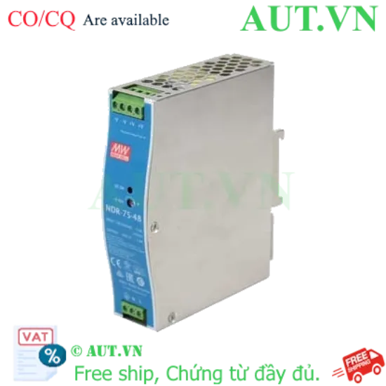 Ảnh của Nguồn Mean Well NDR-75-48: 48V 1.6A, Lắp Ray DIN, Hiệu Suất Cao - Chính Hãng AUT VN