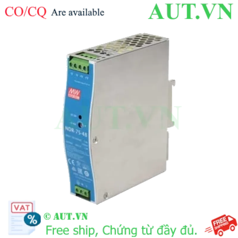 Ảnh của Nguồn Mean Well NDR-75-48 | 48V 1.6A 76.8W | Lắp Ray DIN Siêu Mỏng