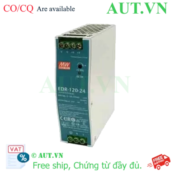 Ảnh của Bộ Nguồn Mean Well EDR-120-24 (24V 5A 120W) - DIN Rail Siêu Mỏng, Hiệu Suất Cao, Chính Hãng AUT VN