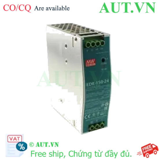 Ảnh của Bộ Nguồn Mean Well EDR-150-24 (24V 6.5A 150W) - Lắp Thanh Ray DIN Rail, Siêu Mỏng, Hiệu Suất Cao