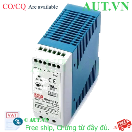 Ảnh của Bộ nguồn Meanwell DRA-40-24 (40W 24V 1.7A)