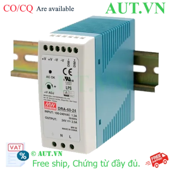 Ảnh của Bộ nguồn Meanwell DRA-60-24 (60W 24V 2.5A)