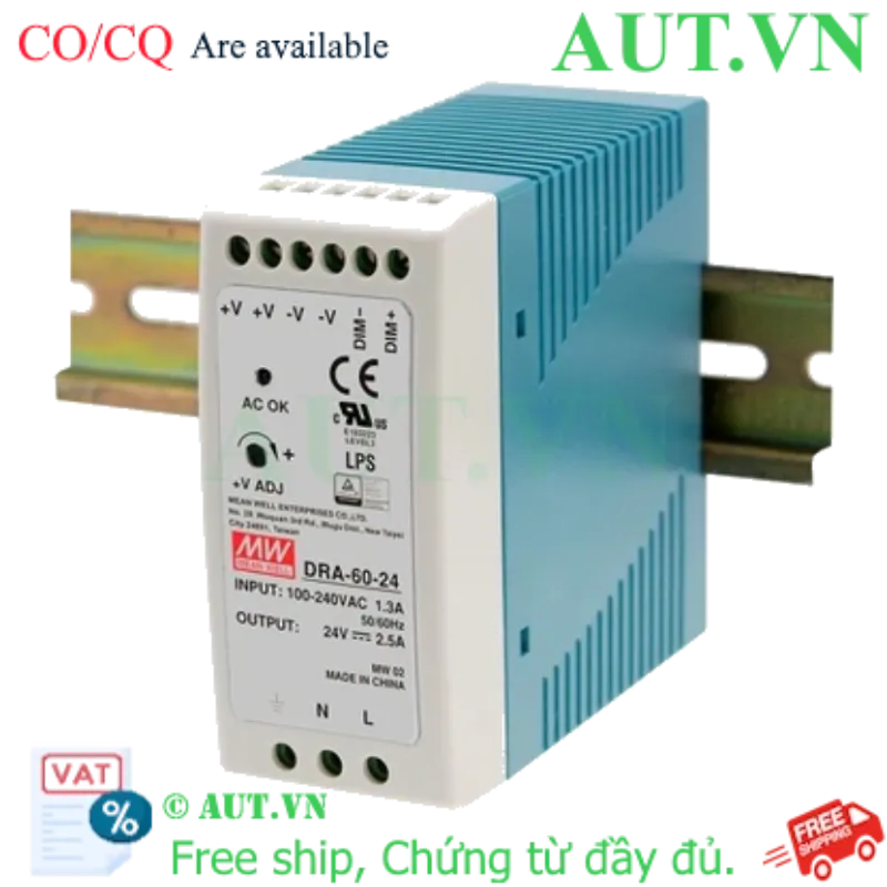 Ảnh của Bộ nguồn Meanwell DRA-60-24 (60W 24V 2.5A)