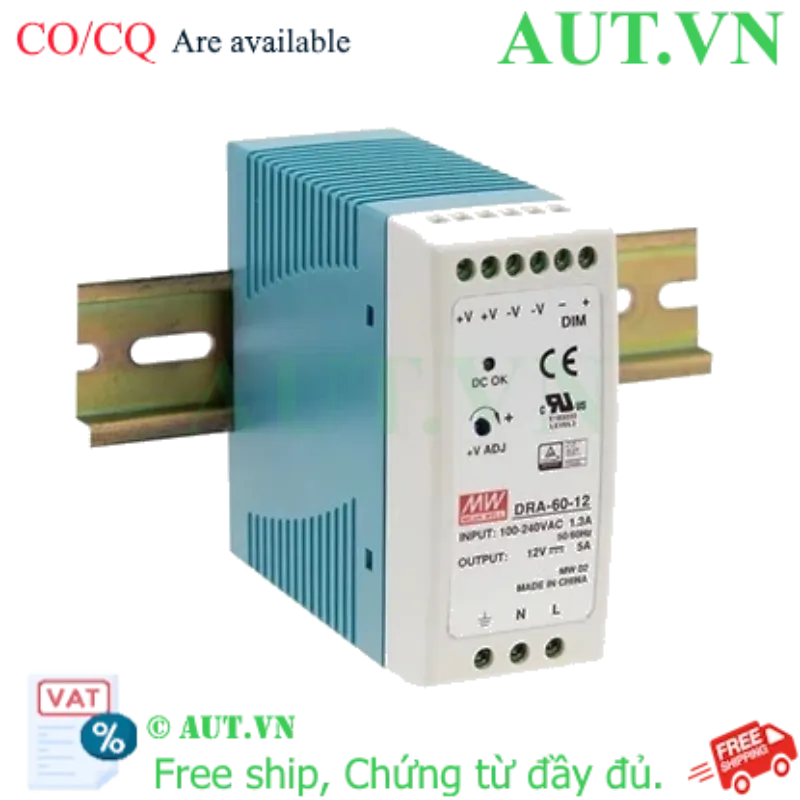 Ảnh của Bộ nguồn Meanwell DRA-60-12 (60W 12V 5A)