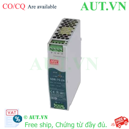 Ảnh của Bộ Nguồn Mean Well SDR-75-24 (24V 3.2A) - Thiết Kế Slim Siêu Mỏng, Hiệu Suất 89%, Lắp DIN Rail - AUT VN