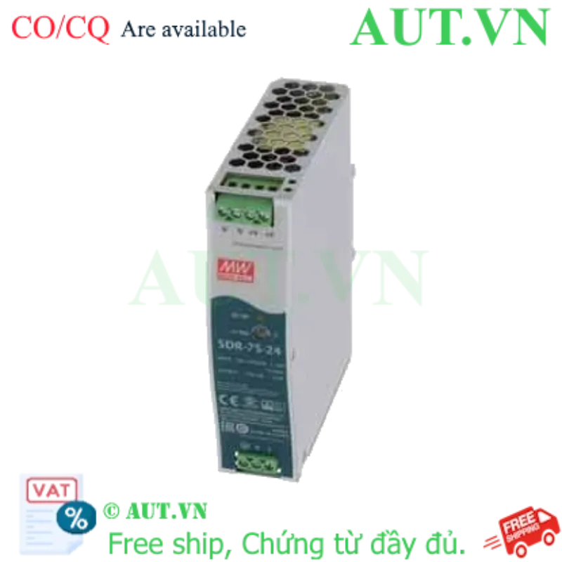 Ảnh của Bộ Nguồn Mean Well SDR-75-24 (24V-3.2A) - Thiết Kế Slim Siêu Mỏng, Lắp DIN Rail, Hiệu Suất 89% | AUT VN