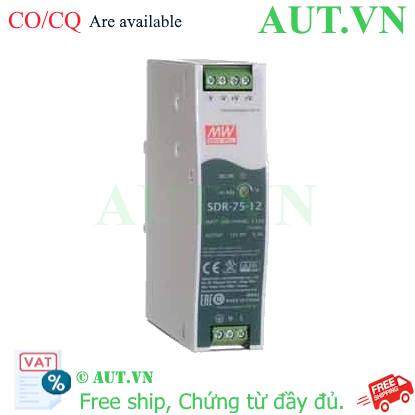 Ảnh của Bộ nguồn 75W một ngõ ra gắn thanh ray MEAN WELL SDR-75-12 