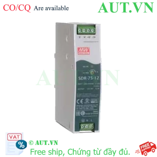 Ảnh của Bộ Nguồn Mean Well SDR-75-12 (12V-6.3A) - Gắn Ray DIN, Siêu Mỏng, Chính Hãng AUT VN