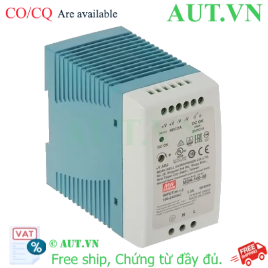 Ảnh của Bộ Nguồn Mean Well MDR-100-48 48V 2A 96W - Lắp Thanh Ray DIN, Chống Quá Tải, Hiệu Suất Cao | AUT VN