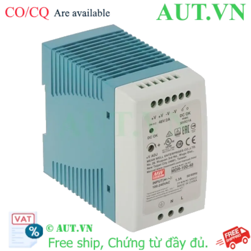 Ảnh của Bộ Nguồn Mean Well MDR-100-48 48V 2A 96W | Lắp Thanh Ray DIN Rail, Siêu Mỏng, Chính Hãng AUT VN