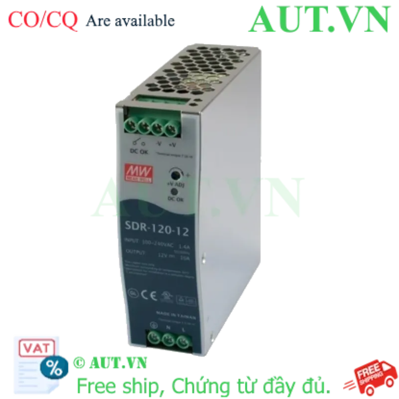 Ảnh của Bộ Nguồn Mean Well SDR-120-12 | 12V 10A 120W | Lắp Thanh Ray DIN Rail | AUT VN