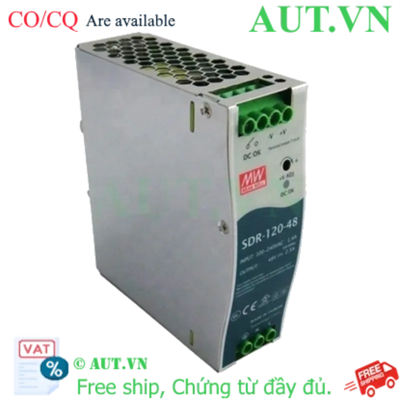 Ảnh của Bộ Nguồn Mean Well SDR-120-48 | 48V 2.5A 120W | Slim DIN Rail Siêu Mỏng