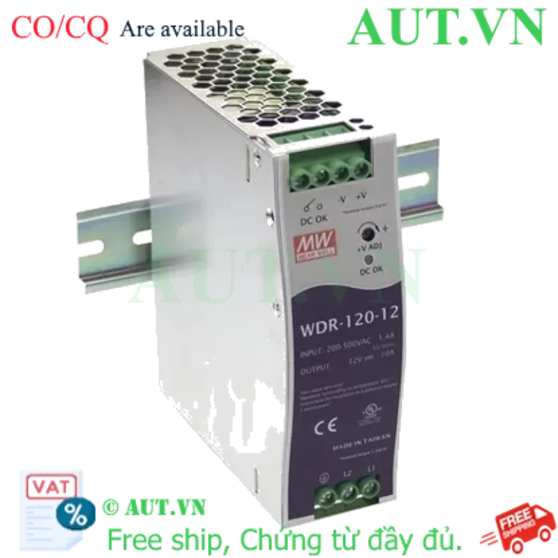 Ảnh của Bộ nguồn Meanwell WDR-120-24 | 120W 24V 5A | Gắn Thanh Ray DIN Rail