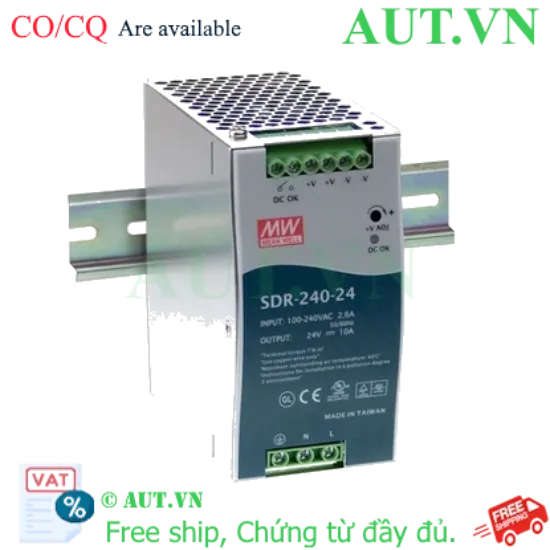 Ảnh của Bộ Nguồn Mean Well SDR-240-24 (24V-10A-240W) | DIN Rail, Hiệu Suất 94%, Chính Hãng AUT VN