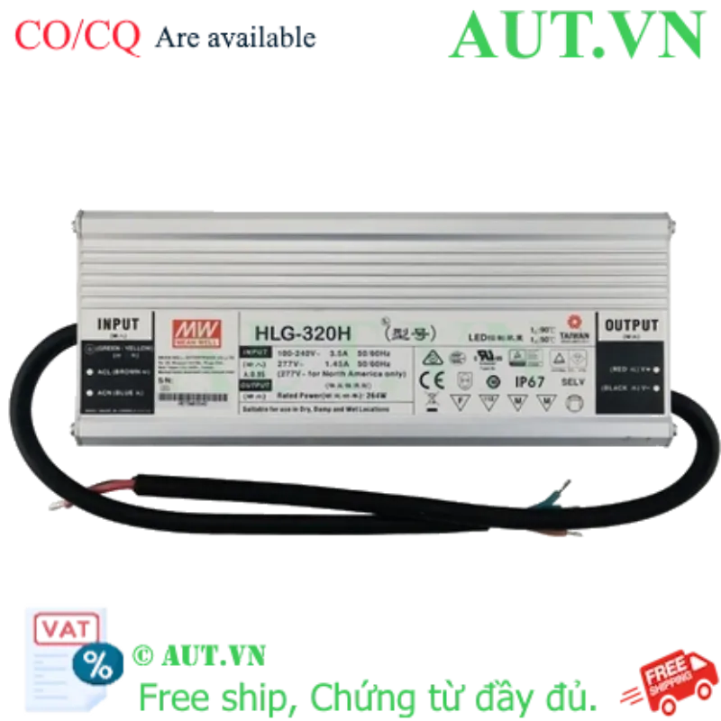 Ảnh của Nguồn đèn LED 320W cấp dòng và áp ổn định MEAN WELL HLG-320H-12B 