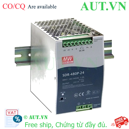 Ảnh của Bộ nguồn 480W điều chỉnh hệ số công suất và vận hành song song MEAN WELL SDR-480P-24 