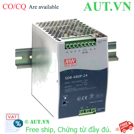 Ảnh của Bộ nguồn 480W điều chỉnh hệ số công suất và vận hành song song MEAN WELL SDR-480P-24 