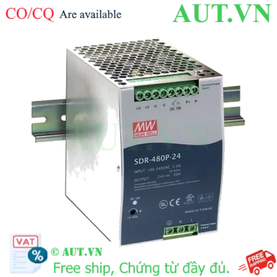 Ảnh của Bộ nguồn 480W điều chỉnh hệ số công suất và vận hành song song MEAN WELL SDR-480P-24 