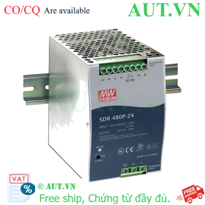 Ảnh của Bộ nguồn 480W điều chỉnh hệ số công suất và vận hành song song MEAN WELL SDR-480P-24 