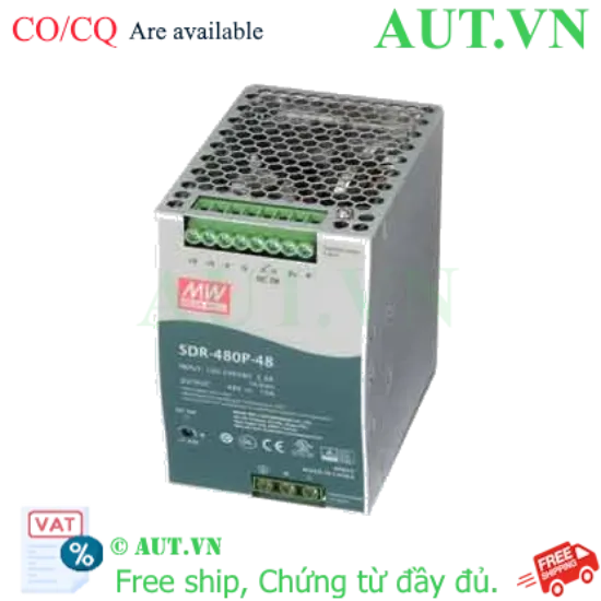 Ảnh của Bộ Nguồn Mean Well SDR-480P-48 (48V-10A-480W) | Active PFC, Lắp DIN Rail, Hiệu Suất 94% - AUT VN