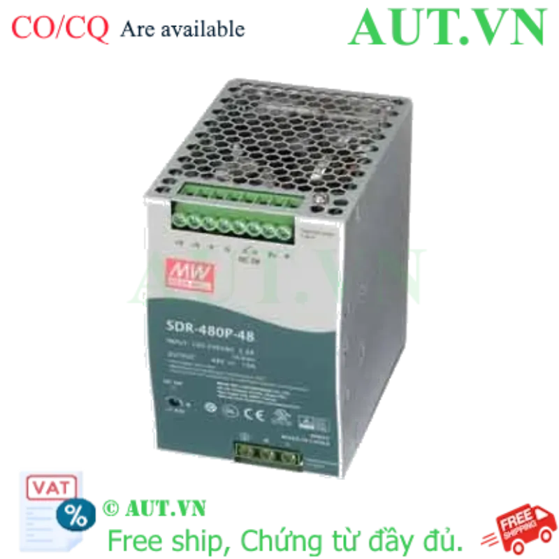 Ảnh của Bộ Nguồn Mean Well SDR-480P-48 (48V-10A-480W) | Active PFC, Lắp DIN Rail, Hiệu Suất 94% - AUT VN