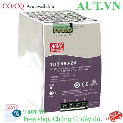 Ảnh của Bộ nguồn 480W 3 pha có chức năng PFC MEAN WELL TDR-480-24 